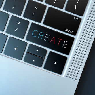 Sandra Köhler Agentur - Ansicht auf Keyboard Tastatur Enter-Taste ist getauscht mit CREATE