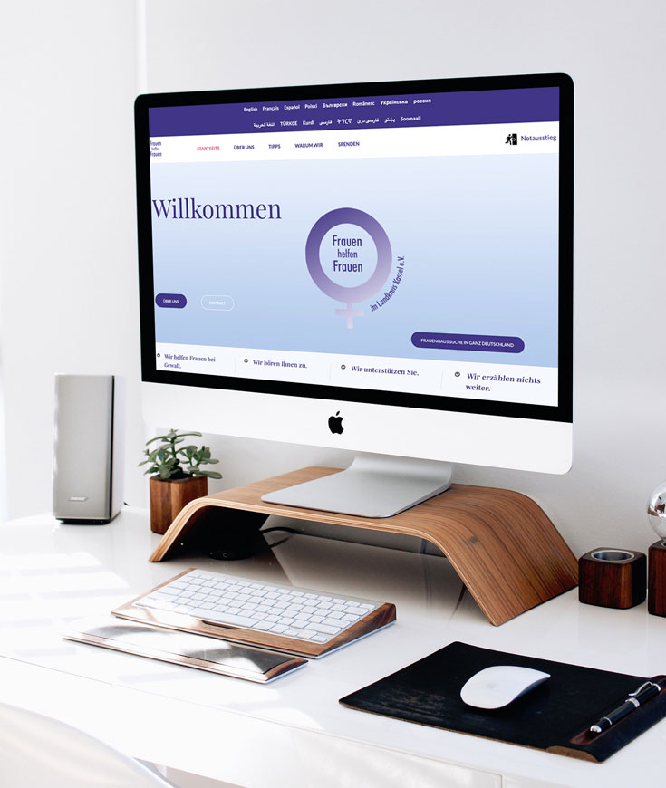 Mockup der Webseite Frauen helfen Frauen